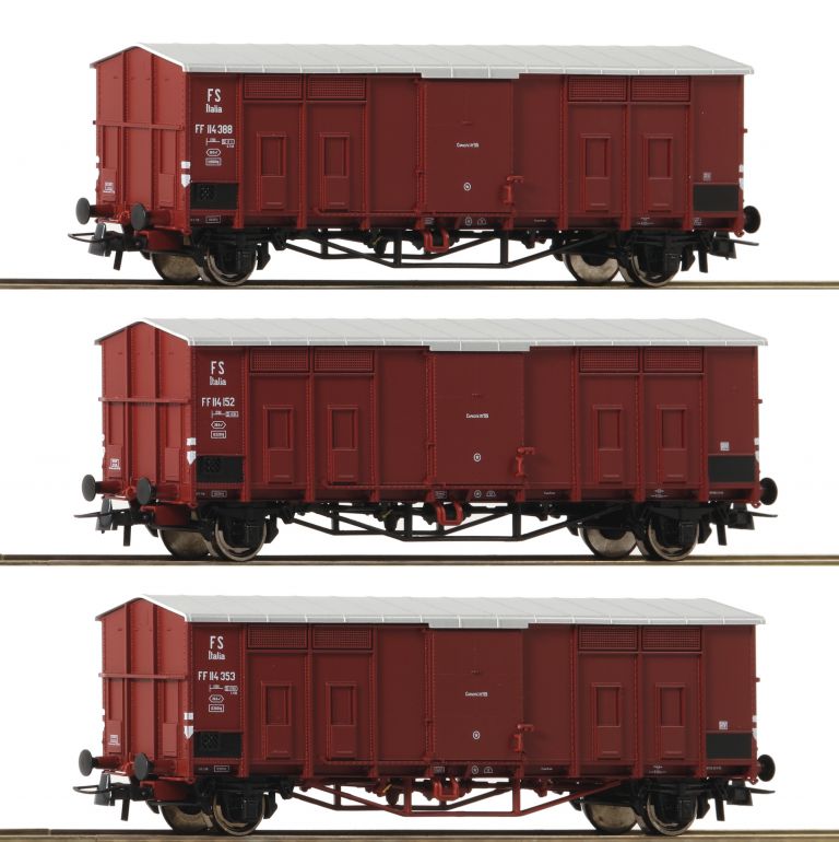 Roco 76163 - Set composto da 3 carri a tetto spiovente, FS Roco