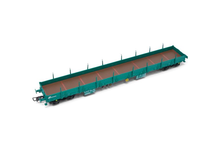 Rivarossi HR 6485 FS, 4-axle flat wagon Res, green livery, with handbrake, period V-VI