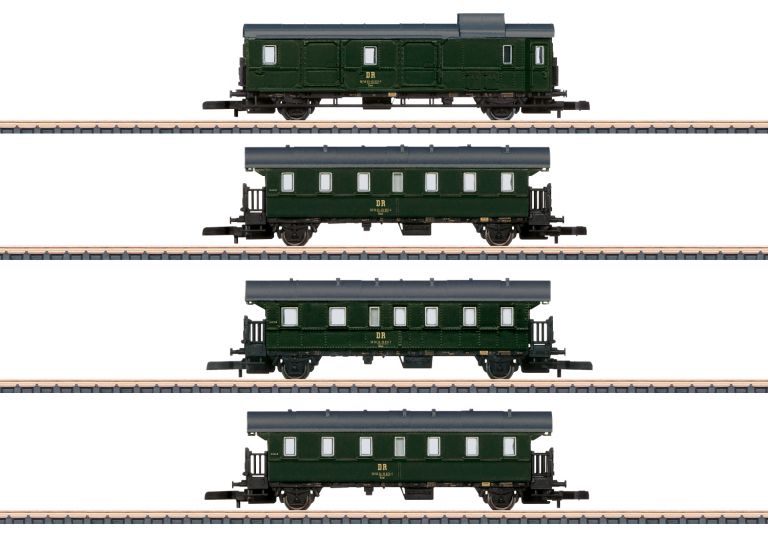 Marklin scala Z Miniclub 87513 Set di 4 Carrozze unificate per treni locali "Donnerbüchsen" ("Bombarde") Marklin