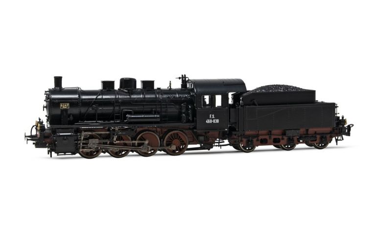 Rivarossi HR2811S FS, locomotiva a vapore Gr. 460, caldaia con 3 duomi, livrea rossa vagone/nera, marcatura a biacca, ep. II, con DCC Sound decoder Rivarossi