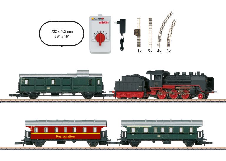 MARKLIN Miniclub 81874 "Museum Passenger Train" Starter Set with a Class 24 Steam Locomotive.
