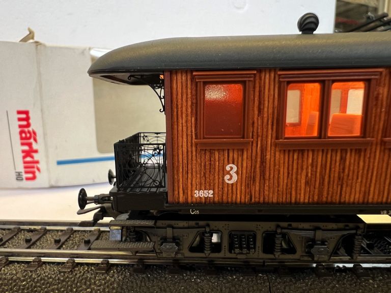 MARKLIN HO 4270 Carrozza in legno SJ ampliamento treno 2870 illuminata, molto rara