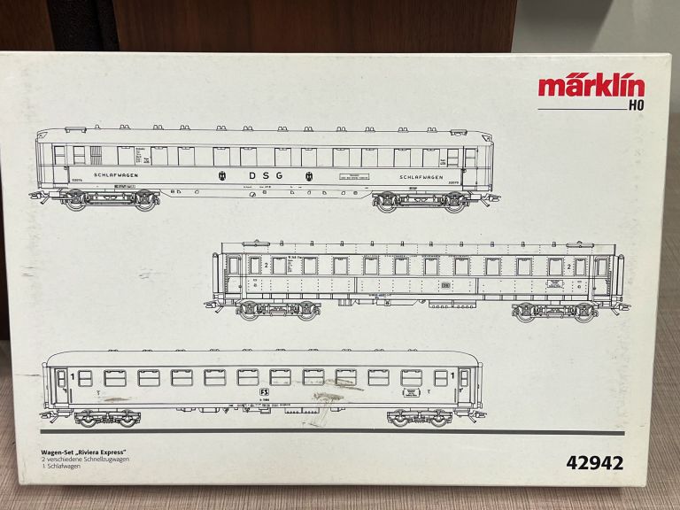 MARKLIN HO 42942 SET 3 CARROZZE PASSEGGERI RIVIERA EXPRESS