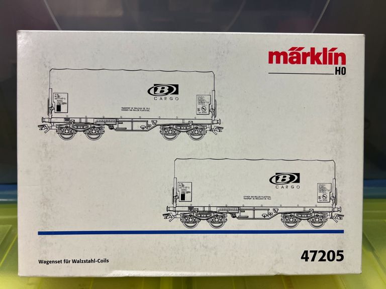 MARKLIN HO 47205 SET 2 CARRI MERCI TELONATI SNCB
