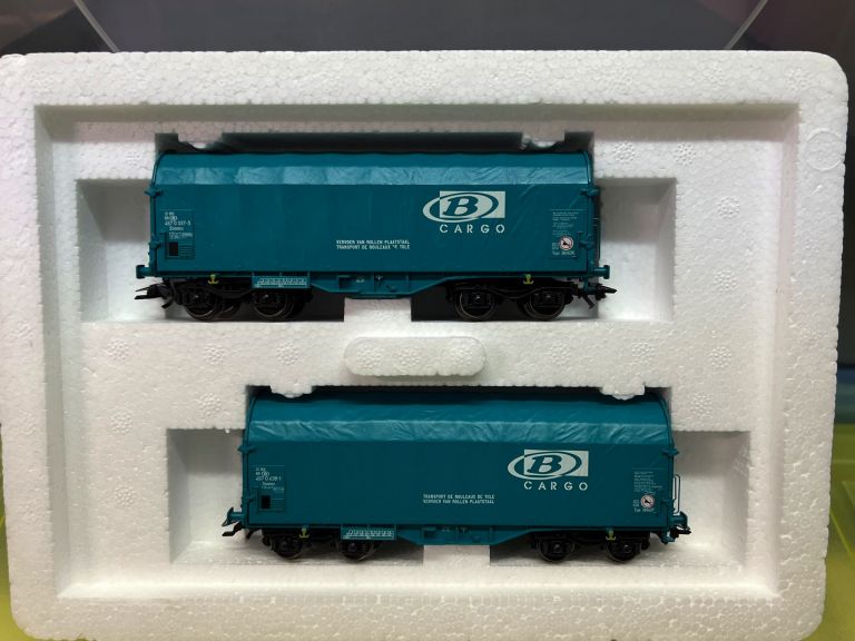 MARKLIN HO 47205 SET 2 CARRI MERCI TELONATI SNCB