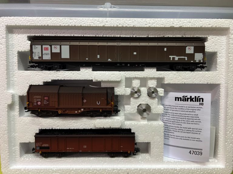 MARKLIN HO 47039 SET 3 CARRI MERCI DB INVECCHIATI EPOCA V USATI OTTIMI