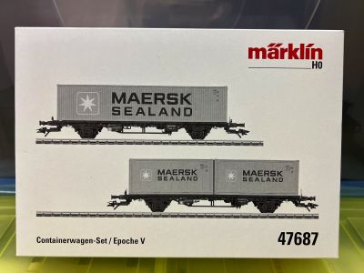MARKLIN HO 47687 DSB 2 CONTAINER CARS MAERSK MARKLIN