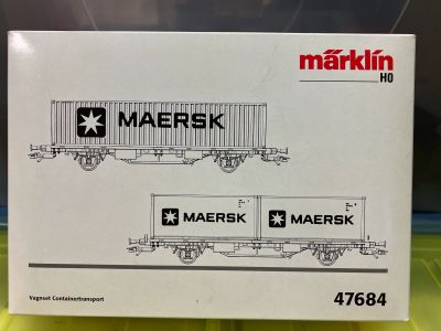 MARKLIN HO 47684 DSB 2 CONTAINER CARS MAERSK MARKLIN