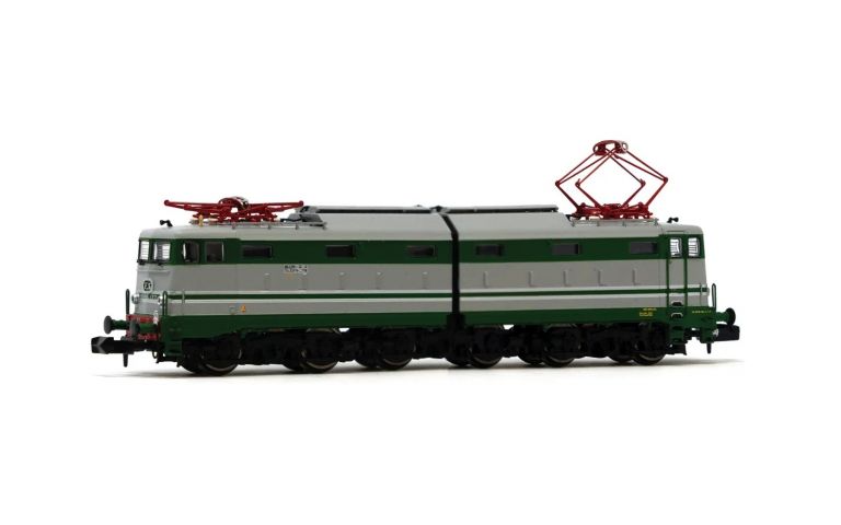 Arnold HN2624 FS, locomotiva elettrica gruppo E.646, livrea verde/grigia con modanature, carrelli neri, scalette grandi, ep. IV