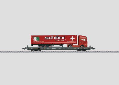 MARKLIN HO 47417 "Rollende Landstraße / Rolling Road" Depressed Floor Flat Car. MARKLIN