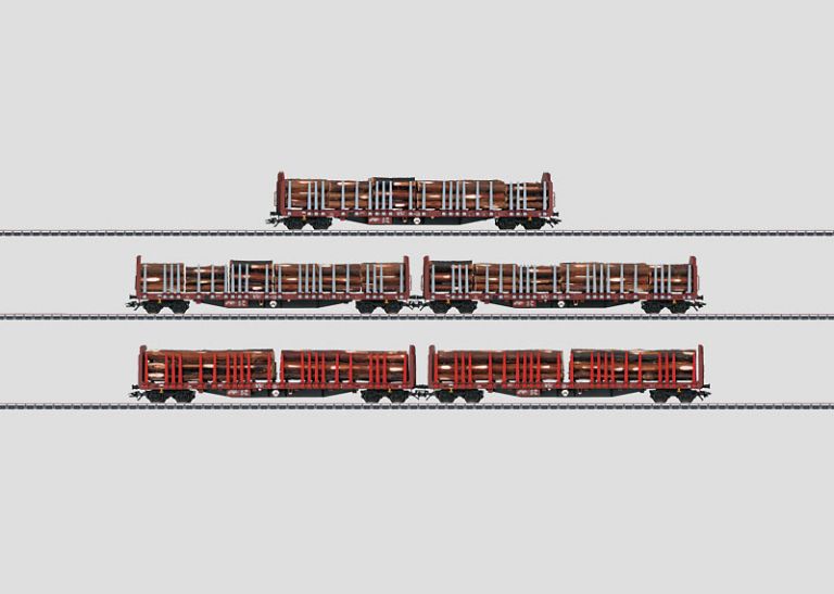MARKLIN HO 47026 Set with 5 Wood Transport Cars