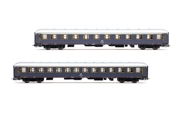 RIVAROSSI HO HR4429 FS, 2-unit pack of "Rapido 904-905", UIC-X '68 1st + 2nd class, MD50 bogies, grey livery with red stripe