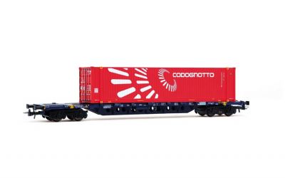 Rivarossi HR6705 Mercitalia Intermodal, carro porta-container a 4 assi Sgnss, livrea blu, caricato con container da 45' "Codognotto" Rivarossi