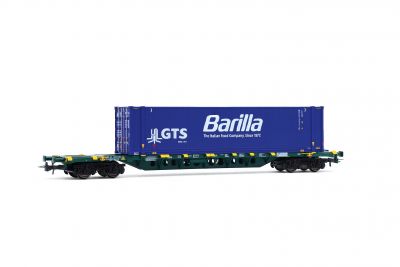 Rivarossi HR6706 Mercitalia Intermodal, carro porta-container a 4 assi Sgnss, livrea blu, caricato con container da 45' "GTS Barilla" Rivarossi